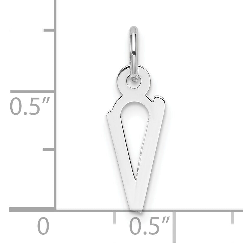 14K White Gold  Slanted Block Letter V Initial Charm-YC1526V