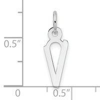 14K White Gold  Slanted Block Letter V Initial Charm-YC1526V