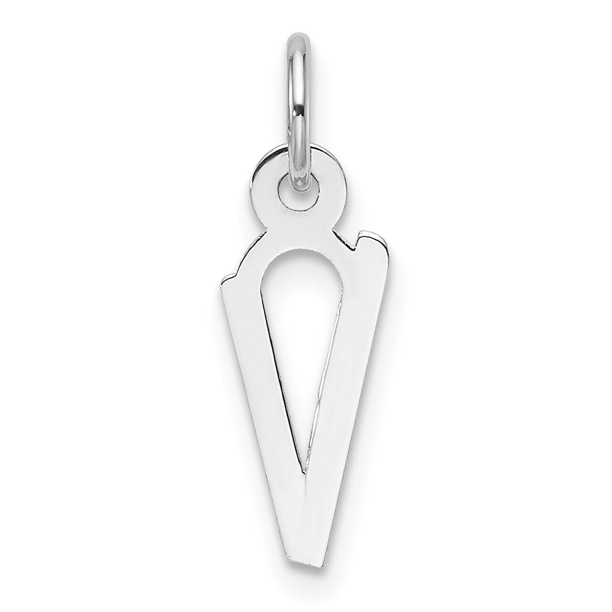 14K White Gold  Slanted Block Letter V Initial Charm-YC1526V