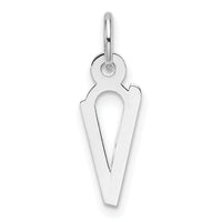 14K White Gold  Slanted Block Letter V Initial Charm-YC1526V