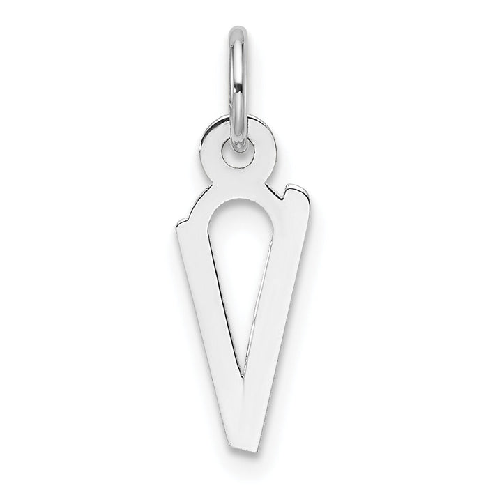14K White Gold  Slanted Block Letter V Initial Charm-YC1526V