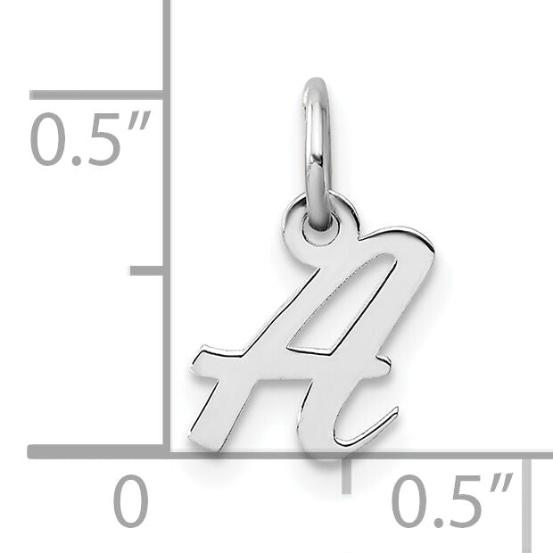 14k White Gold Small Script Letter A Initial Charm-YC1527A