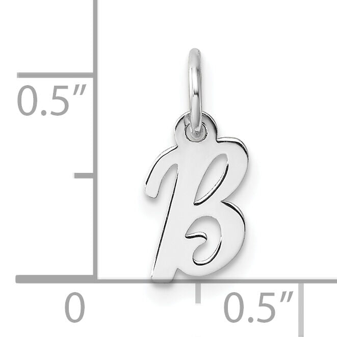 14k White Gold Small Script Letter B Initial Charm-YC1527B