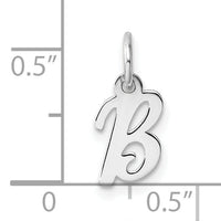 14k White Gold Small Script Letter B Initial Charm-YC1527B