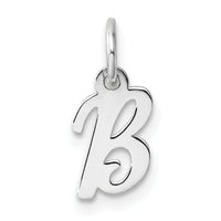 14k White Gold Small Script Letter B Initial Charm-YC1527B