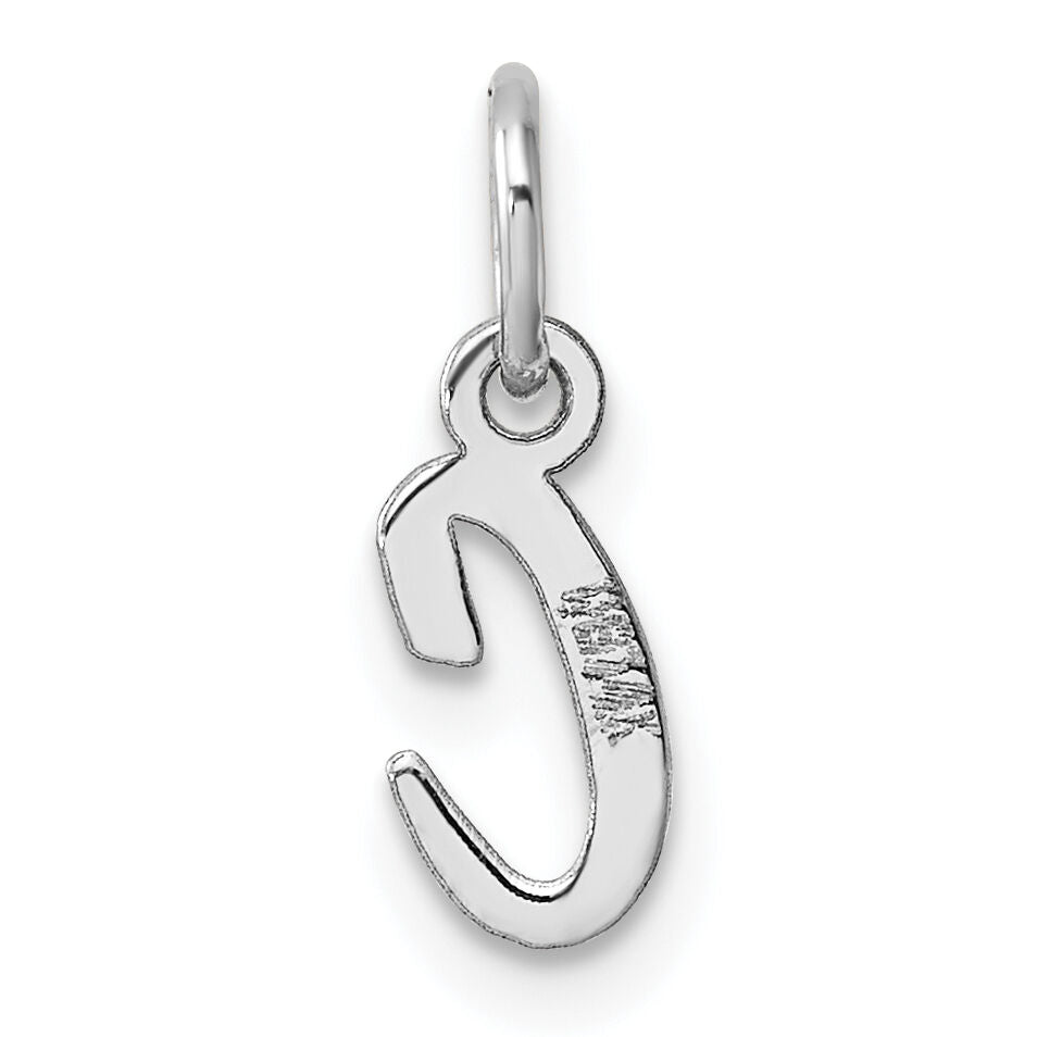 14k White Gold Small Script Letter C Initial Charm-YC1527C