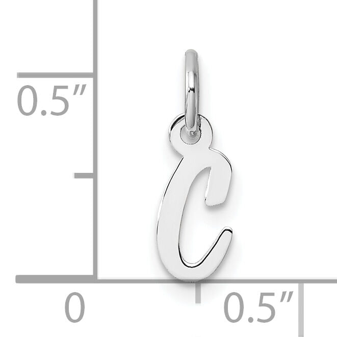 14k White Gold Small Script Letter C Initial Charm-YC1527C