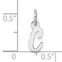 14k White Gold Small Script Letter C Initial Charm-YC1527C