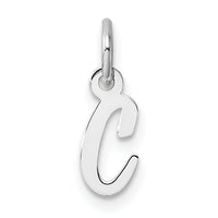 14k White Gold Small Script Letter C Initial Charm-YC1527C