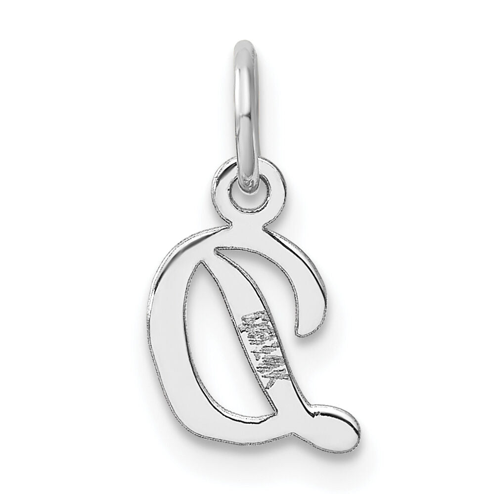 14k White Gold Small Script Letter D Initial Charm-YC1527D