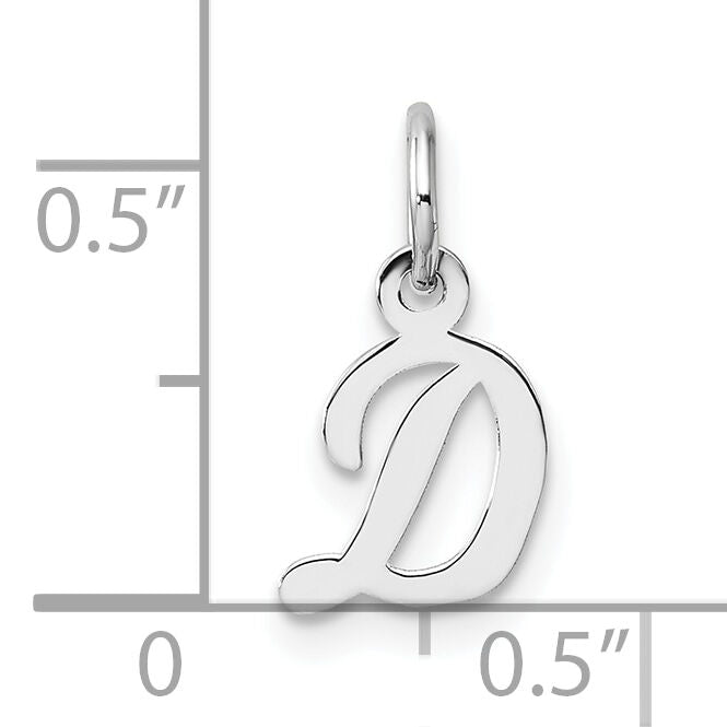 14k White Gold Small Script Letter D Initial Charm-YC1527D