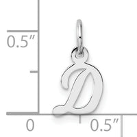 14k White Gold Small Script Letter D Initial Charm-YC1527D