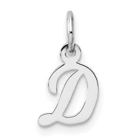 14k White Gold Small Script Letter D Initial Charm-YC1527D