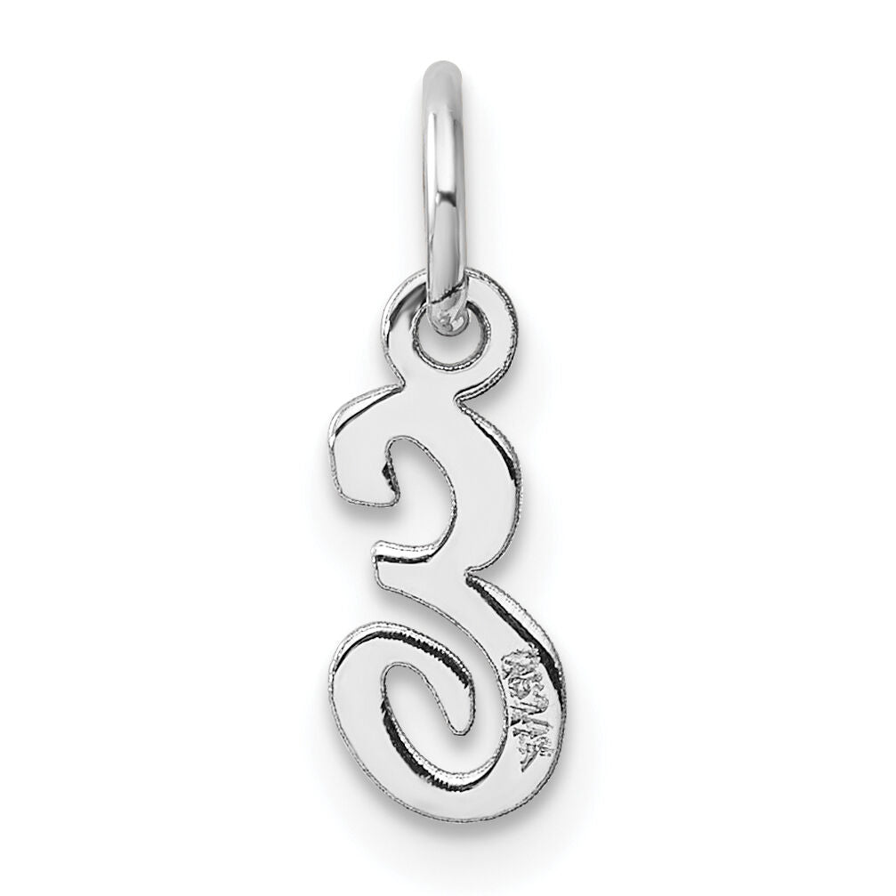 14k White Gold Small Script Letter E Initial Charm-YC1527E