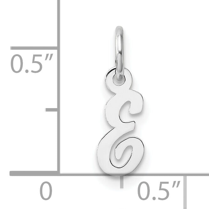 14k White Gold Small Script Letter E Initial Charm-YC1527E