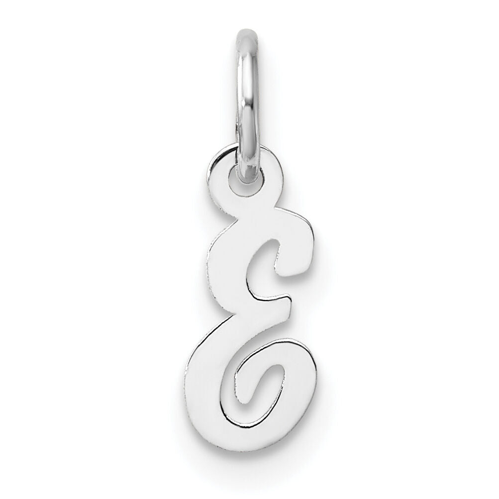 14k White Gold Small Script Letter E Initial Charm-YC1527E