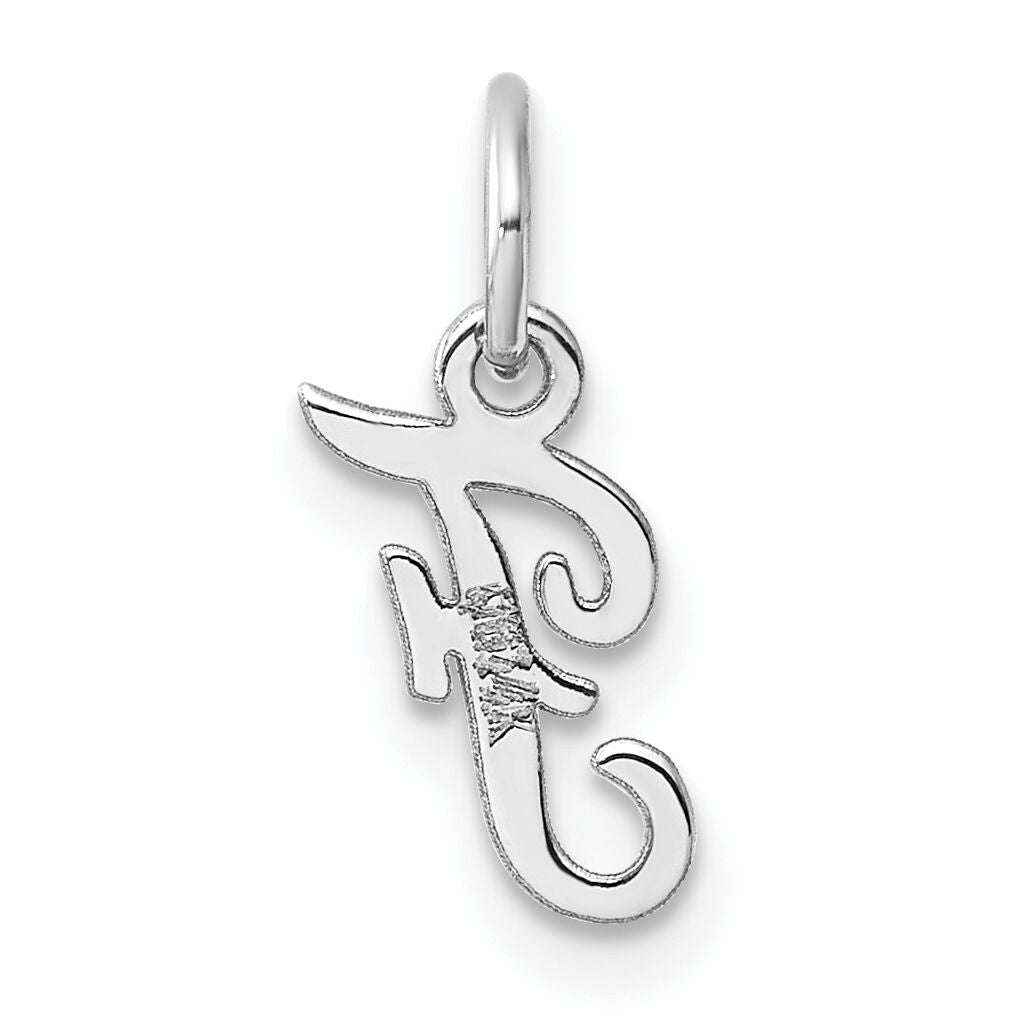 14k White Gold Small Script Letter F Initial Charm-YC1527F
