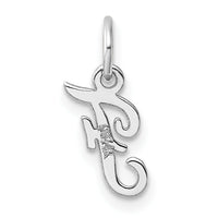 14k White Gold Small Script Letter F Initial Charm-YC1527F