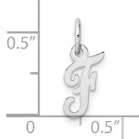 14k White Gold Small Script Letter F Initial Charm-YC1527F