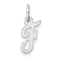 14k White Gold Small Script Letter F Initial Charm-YC1527F