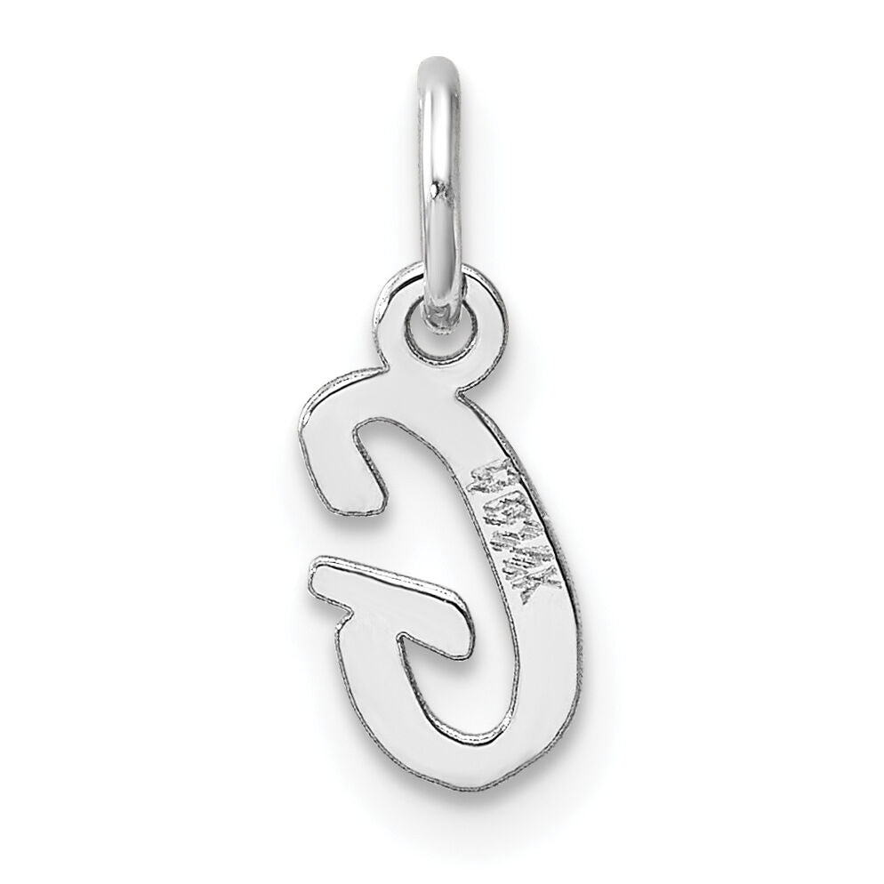14k White Gold Small Script Letter G Initial Charm-YC1527G