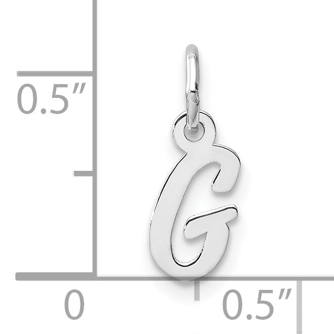 14k White Gold Small Script Letter G Initial Charm-YC1527G