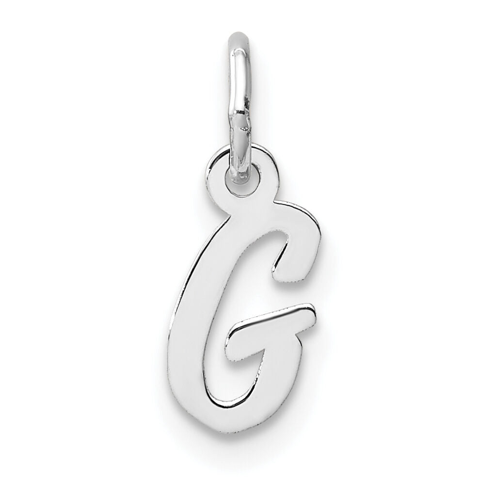 14k White Gold Small Script Letter G Initial Charm-YC1527G