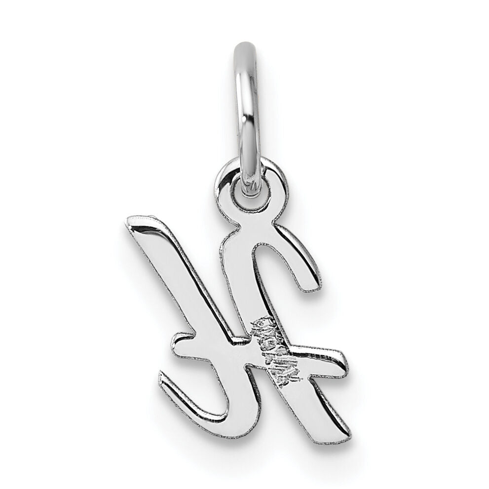 14k White Gold Small Script Letter H Initial Charm-YC1527H