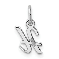 14k White Gold Small Script Letter H Initial Charm-YC1527H