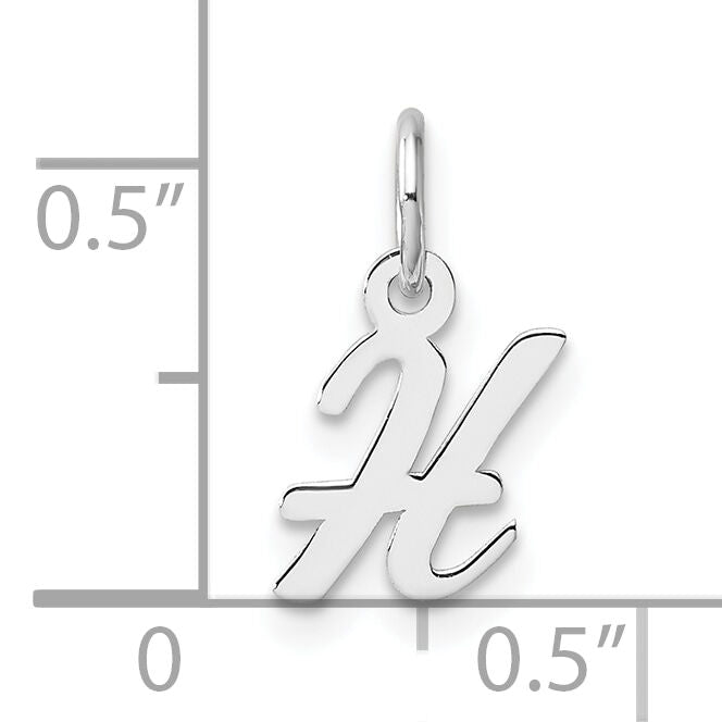 14k White Gold Small Script Letter H Initial Charm-YC1527H