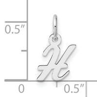 14k White Gold Small Script Letter H Initial Charm-YC1527H