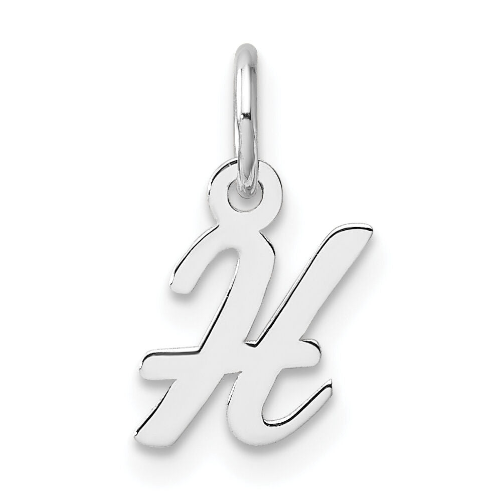 14k White Gold Small Script Letter H Initial Charm-YC1527H