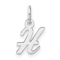 14k White Gold Small Script Letter H Initial Charm-YC1527H