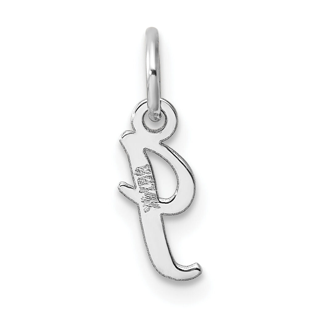 14k White Gold Small Script Letter I Initial Charm-YC1527I