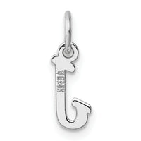 14k White Gold Small Script Letter J Initial Charm-YC1527J