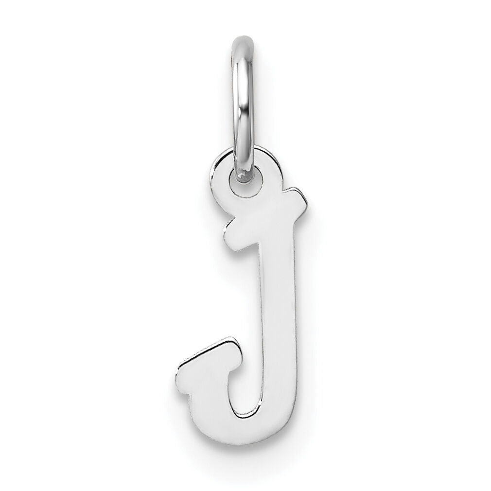 14k White Gold Small Script Letter J Initial Charm-YC1527J