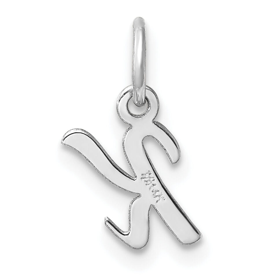 14k White Gold Small Script Letter K Initial Charm-YC1527K