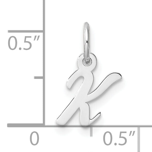 14k White Gold Small Script Letter K Initial Charm-YC1527K