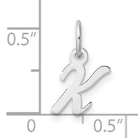 14k White Gold Small Script Letter K Initial Charm-YC1527K