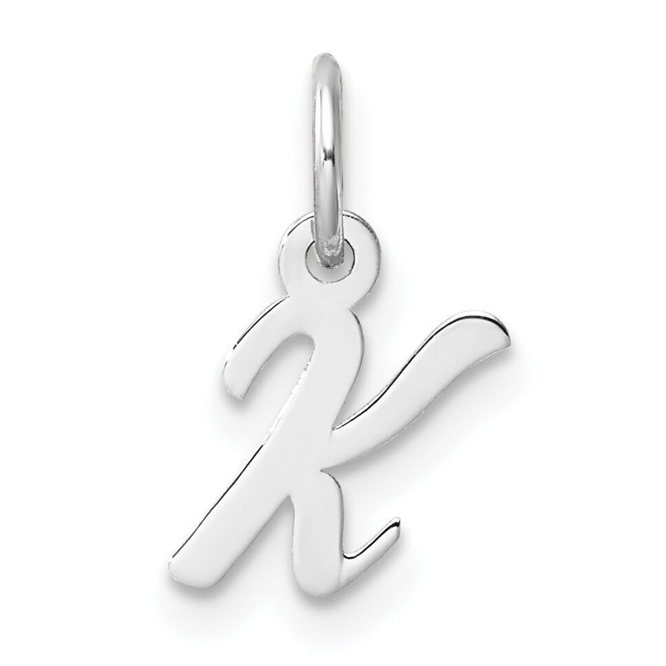 14k White Gold Small Script Letter K Initial Charm-YC1527K
