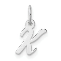 14k White Gold Small Script Letter K Initial Charm-YC1527K