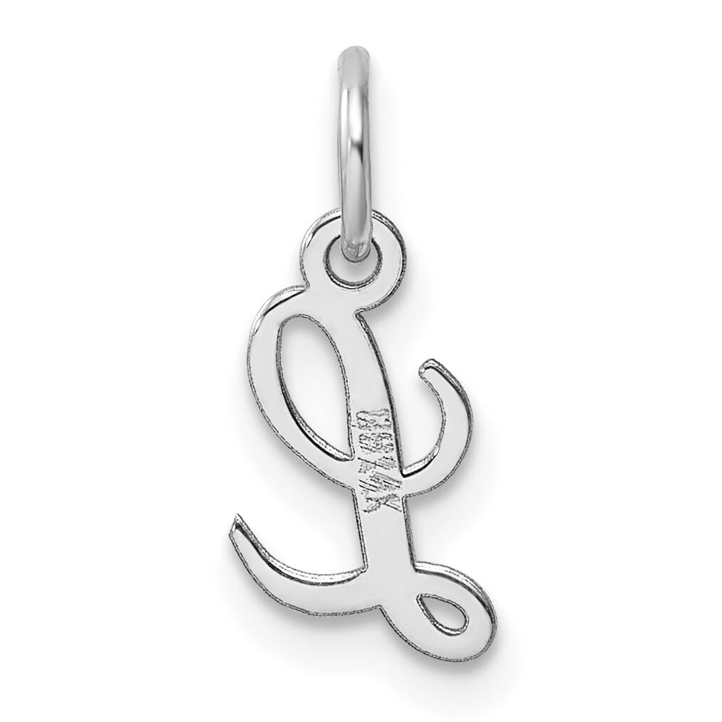 14k White Gold Small Script Letter L Initial Charm-YC1527L