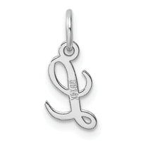 14k White Gold Small Script Letter L Initial Charm-YC1527L
