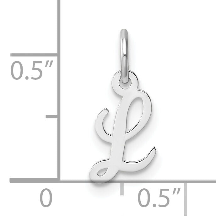 14k White Gold Small Script Letter L Initial Charm-YC1527L
