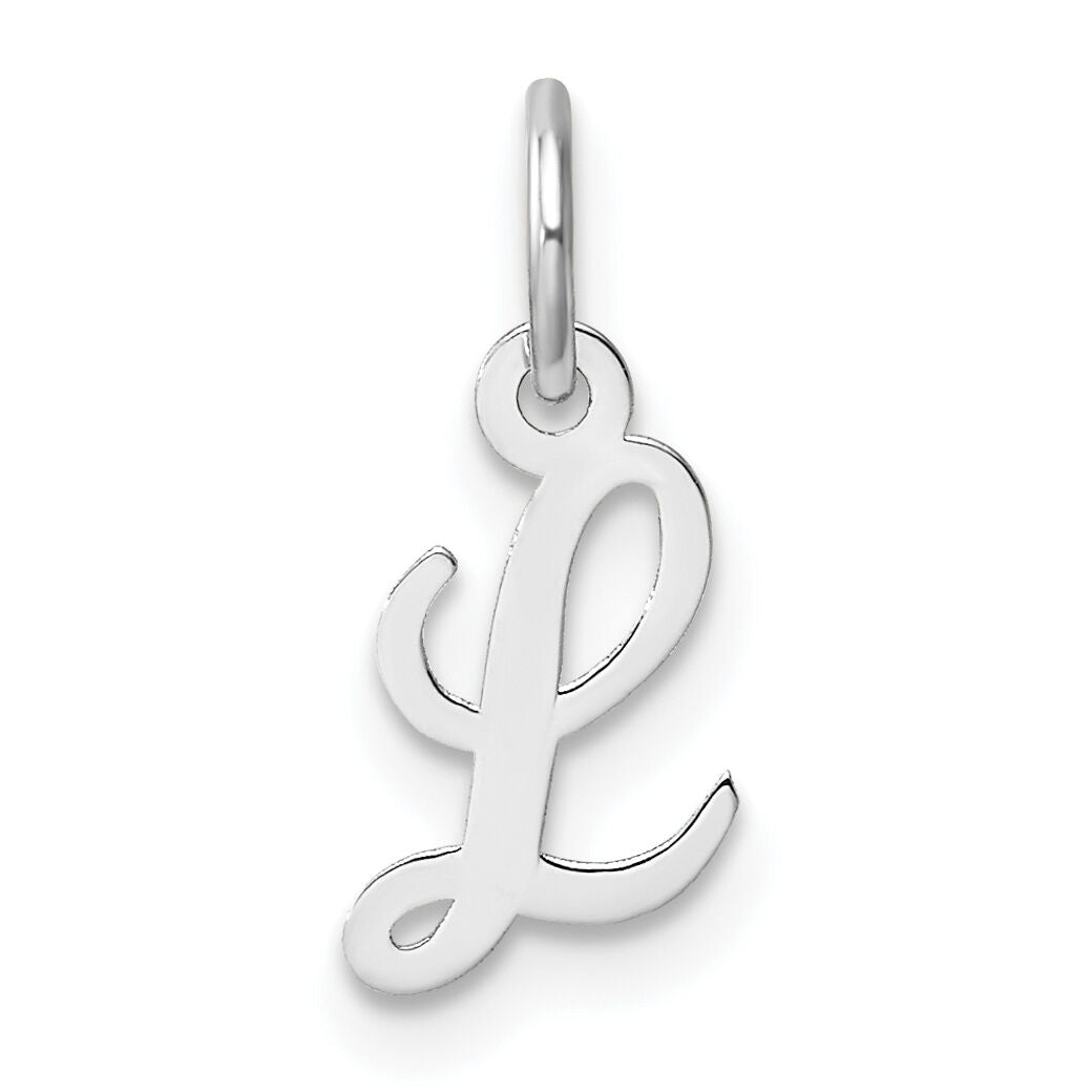 14k White Gold Small Script Letter L Initial Charm-YC1527L