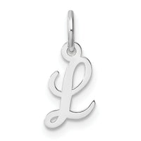 14k White Gold Small Script Letter L Initial Charm-YC1527L