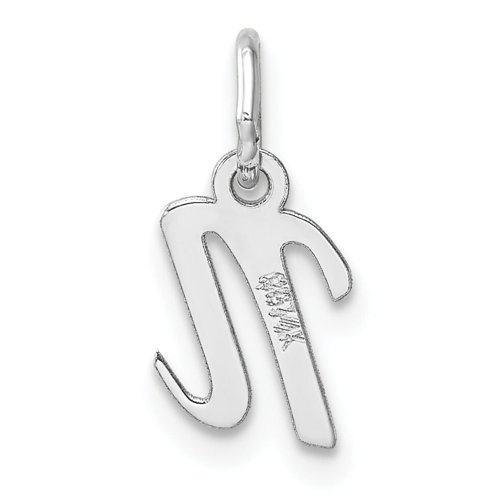 14k White Gold Small Script Letter N Initial Charm-YC1527N