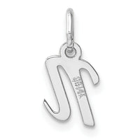 14k White Gold Small Script Letter N Initial Charm-YC1527N