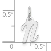 14k White Gold Small Script Letter N Initial Charm-YC1527N