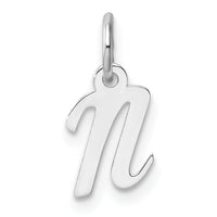 14k White Gold Small Script Letter N Initial Charm-YC1527N